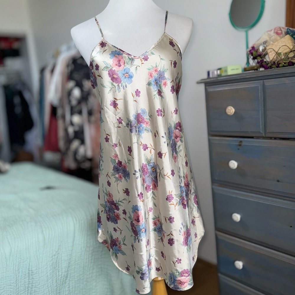 VTG Floral Satin Slip Dress